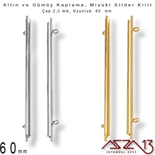 Altın / Gümüş Kaplama, 60 mm Miyuki Slider Kilit Kapama / Paket İçeriği 2 Adet