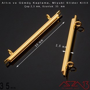 Altın / Gümüş Kaplama, 35 mm Miyuki Slider Kilit Kapama / Paket İçeriği 2 Adet