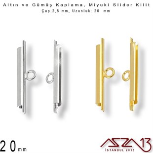 Altın / Gümüş Kaplama, 20 mm Miyuki Slider Kilit Kapama / Paket İçeriği 2 Adet