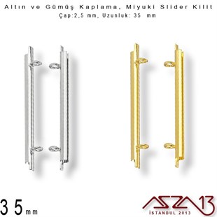 Altın / Gümüş Kaplama, 35 mm Miyuki Slider Kilit Kapama / Paket İçeriği 2 Adet