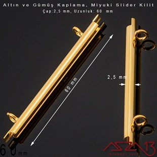 Altın / Gümüş Kaplama, 60 mm Miyuki Slider Kilit Kapama / Paket İçeriği 2 Adet