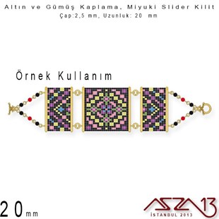 Altın / Gümüş Kaplama, 20 mm Miyuki Slider Kilit Kapama / Paket İçeriği 2 Adet