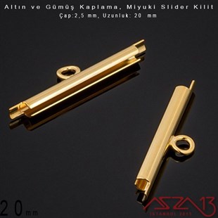 Altın / Gümüş Kaplama, 20 mm Miyuki Slider Kilit Kapama / Paket İçeriği 2 Adet
