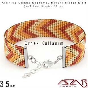 Altın / Gümüş Kaplama, 35 mm Miyuki Slider Kilit Kapama / Paket İçeriği 2 Adet