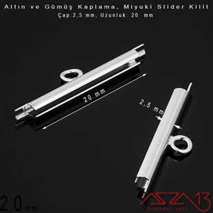 Altın / Gümüş Kaplama, 20 mm Miyuki Slider Kilit Kapama / Paket İçeriği 2 Adet