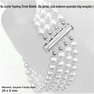 Klips - Mıknatıslı ve Kızaklı - Dört Kulplu, Rodyum Kaplamalı - 25 mm / 1 Adet