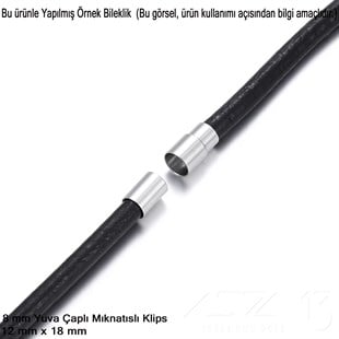 Klips - Mıknatıslı, Silindirik - Yuvalı ve Rodyum Kaplamalı - 8 mm / 1 Adet