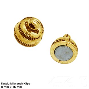 Klips - Mıknatıslı - Kulplu, Top, Antik Altın Kaplamalı - 15 mm / 1 Adet