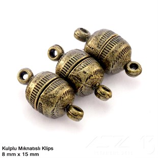 Klips - Mıknatıslı - Kulplu, Top, Antik Pirinç Kaplamalı - 15 mm / 1 Adet