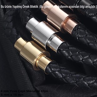 Klips - Mıknatıslı, Silindirik - Yuvalı ve Altın Kaplamalı - 4 mm / 1 Adet