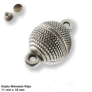 Klips - Mıknatıslı - Kulplu, Top, Gümüş Kaplamalı - 11 mm / 1 Adet