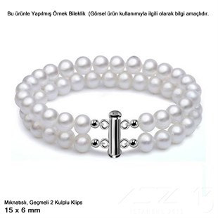 Klips - Mıknatıslı ve Kızaklı - İki Kulplu, Rodyum Kaplamalı - 15 mm / 1 Adet