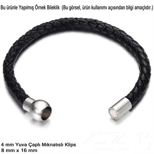 Klips - Mıknatıslı, Bombeli Silindirik - Yuvalı ve Rodyum Kaplamalı - 4 mm / 1 Adet