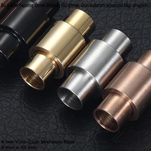 Klips - Mıknatıslı, Silindirik - Yuvalı ve Altın Kaplamalı - 4 mm / 1 Adet