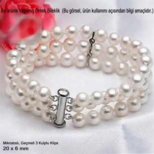 Klips - Mıknatıslı ve Kızaklı - Üç Kulplu, Rodyum Kaplamalı - 20 mm / 1 Adet