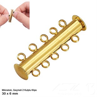 Klips - Mıknatıslı ve Kızaklı - Beş Kulplu, Altın Kaplamalı - 30 mm / 1 Adet