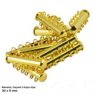 Klips - Mıknatıslı ve Kızaklı - Beş Kulplu, Altın Kaplamalı - 30 mm / 1 Adet