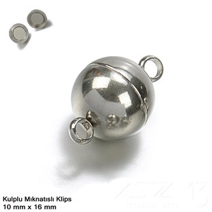 Klips - Mıknatıslı - Kulplu, Top, Gümüş Kaplamalı - 10 mm / 1 Adet