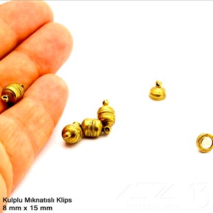 Klips - Mıknatıslı - Kulplu, Top, Antik Altın Kaplamalı - 15 mm / 1 Adet