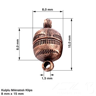 Klips - Mıknatıslı - Kulplu, Top, Antik Bakır Kaplamalı - 15 mm / 1 Adet