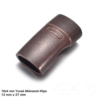 Klips - Mıknatıslı, Dikdörtgen - Yuvalı ve Antik Bakır Kaplamalı - 4x10 mm / 1 Adet