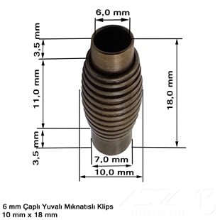 Klips - Mıknatıslı, Yivli Silindirik - Yuvalı ve Antik Pirinç Kaplamalı - 6 mm / 1 Adet