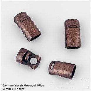 Klips - Mıknatıslı, Dikdörtgen - Yuvalı ve Antik Bakır Kaplamalı - 4x10 mm / 1 Adet