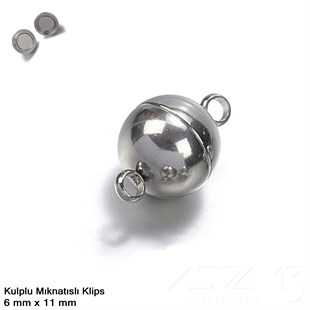 Klips - Mıknatıslı - Kulplu, Top, 316L Çelik - 6 mm / 1 Adet