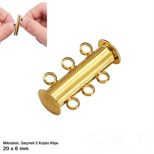 Klips - Mıknatıslı ve Kızaklı - Üç Kulplu, Altın Kaplamalı - 20 mm / 1 Adet