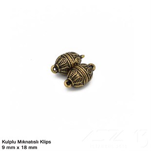 Klips - Mıknatıslı - Kulplu, Oval, Antik Pirinç Kaplamalı - 18 mm / 1 Adet