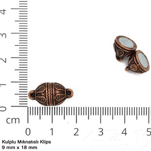 Klips - Mıknatıslı - Kulplu, Oval, Antik Bakır Kaplamalı - 18 mm / 1 Adet