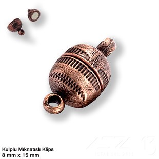 Klips - Mıknatıslı - Kulplu, Top, Antik Bakır Kaplamalı - 15 mm / 1 Adet