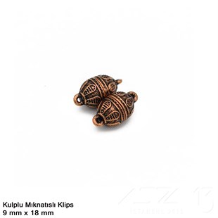 Klips - Mıknatıslı - Kulplu, Oval, Antik Bakır Kaplamalı - 18 mm / 1 Adet