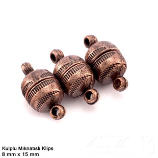 Klips - Mıknatıslı - Kulplu, Top, Antik Bakır Kaplamalı - 15 mm / 1 Adet