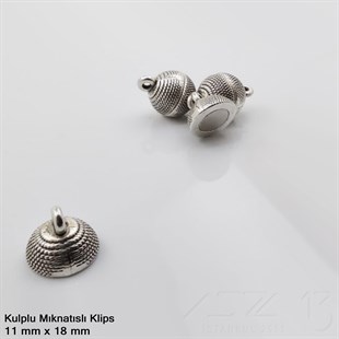 Klips - Mıknatıslı - Kulplu, Top, Gümüş Kaplamalı - 11 mm / 1 Adet