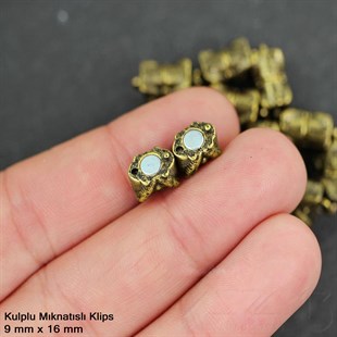 Klips - Mıknatıslı - Kulplu, Kare, Antik Pirinç Kaplamalı - 16 mm / 1 Adet