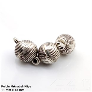 Klips - Mıknatıslı - Kulplu, Top, Gümüş Kaplamalı - 11 mm / 1 Adet