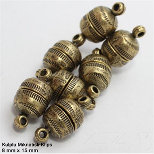Klips - Mıknatıslı - Kulplu, Top, Antik Pirinç Kaplamalı - 15 mm / 1 Adet
