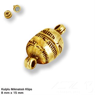 Klips - Mıknatıslı - Kulplu, Top, Antik Altın Kaplamalı - 15 mm / 1 Adet
