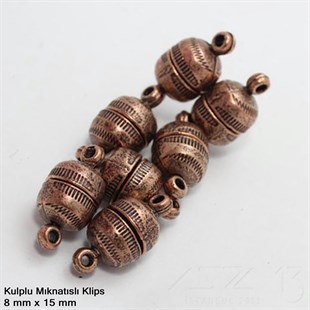 Klips - Mıknatıslı - Kulplu, Top, Antik Bakır Kaplamalı - 15 mm / 1 Adet