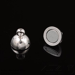 Klips - Mıknatıslı - Kulplu, Top, 316L Çelik - 8 mm / 1 Adet