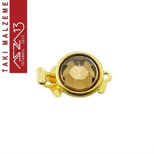Altın Kaplamalı, 1.1x1.8 cm DüzYüzeyli, Smoked Topaz Taşlı, Yuvarlak Şekilli Pim Mekanizmalı Kilit / Paket İçeriği 1 Adet