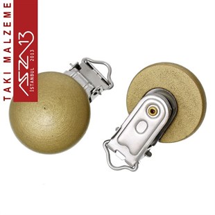 Altın - Ahşap Emzik Klipsi / Paket İçeriği 1 Adet