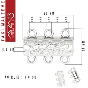 Gümüş Kaplamalı, 1.4x2.0 cm, Mıknatıslı Üç Kulplu Kilit / Paket İçeriği 1 Adet