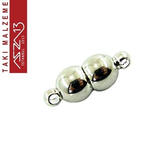 Nikel Kaplamalı, 1.5x0.6 cm Düz Yüzeyli Çift Küre Şekilli Mıknatıslı Kilit / Paket İçeriği 1 Adet