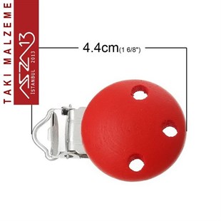 Kırmızı - Ahşap Emzik Klipsi / Paket İçeriği 1 Adet