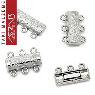 Gümüş Kaplamalı, 1.4x2.0 cm, Mıknatıslı Üç Kulplu Kilit / Paket İçeriği 1 Adet