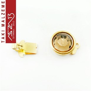 Altın Kaplamalı, 1.1x1.8 cm DüzYüzeyli, Smoked Topaz Taşlı, Yuvarlak Şekilli Pim Mekanizmalı Kilit / Paket İçeriği 1 Adet