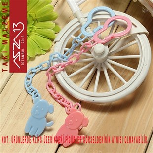 Zincirli Plastik Emzik Klipsi  / Paket içeriği 1 Adet