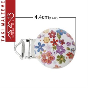 Çiçekli - Ahşap Emzik Klipsi / Paket İçeriği 1 Adet